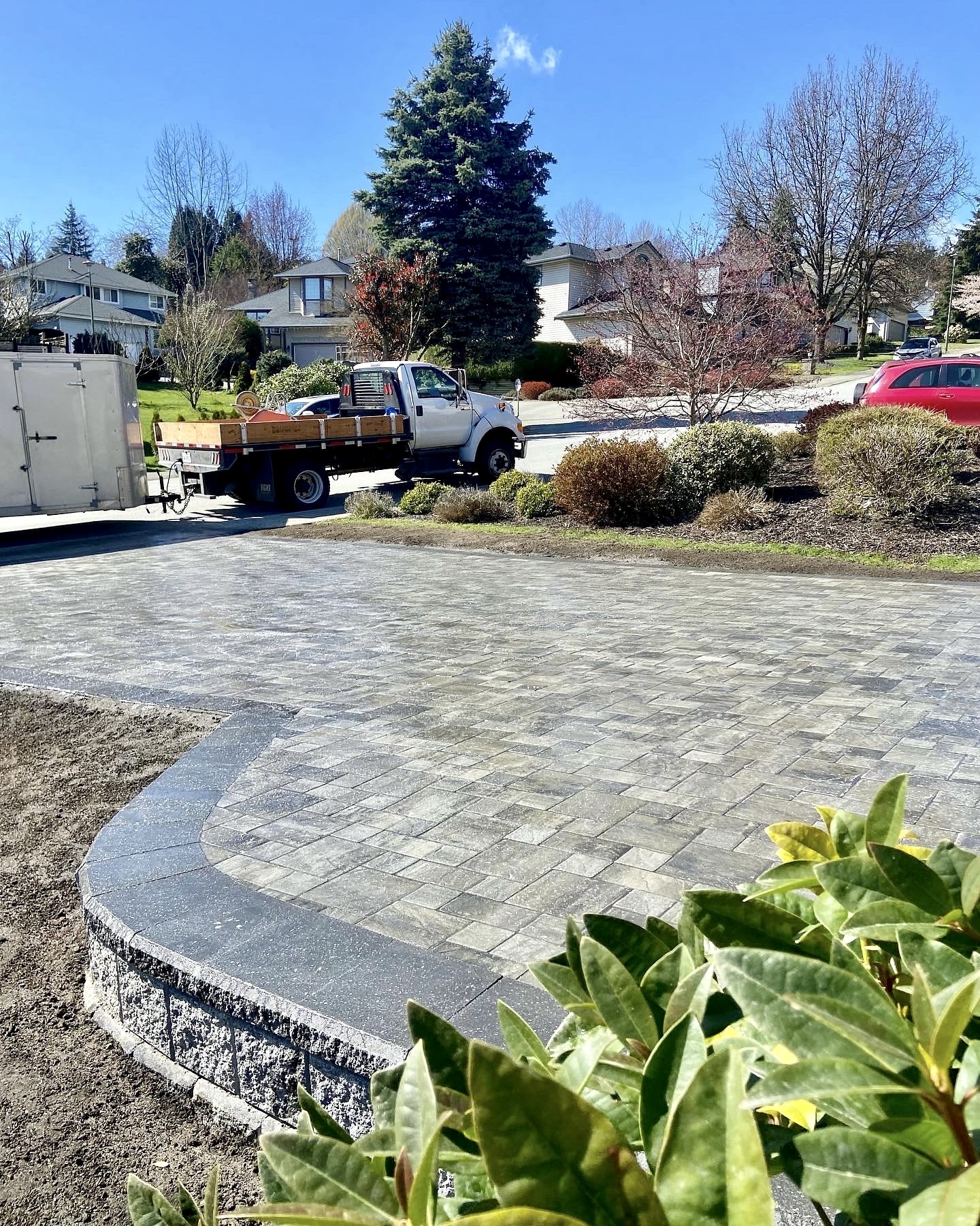 Interlocking paver driveway completed in Coquitlam. Benjamin Landscaping and Projects. 