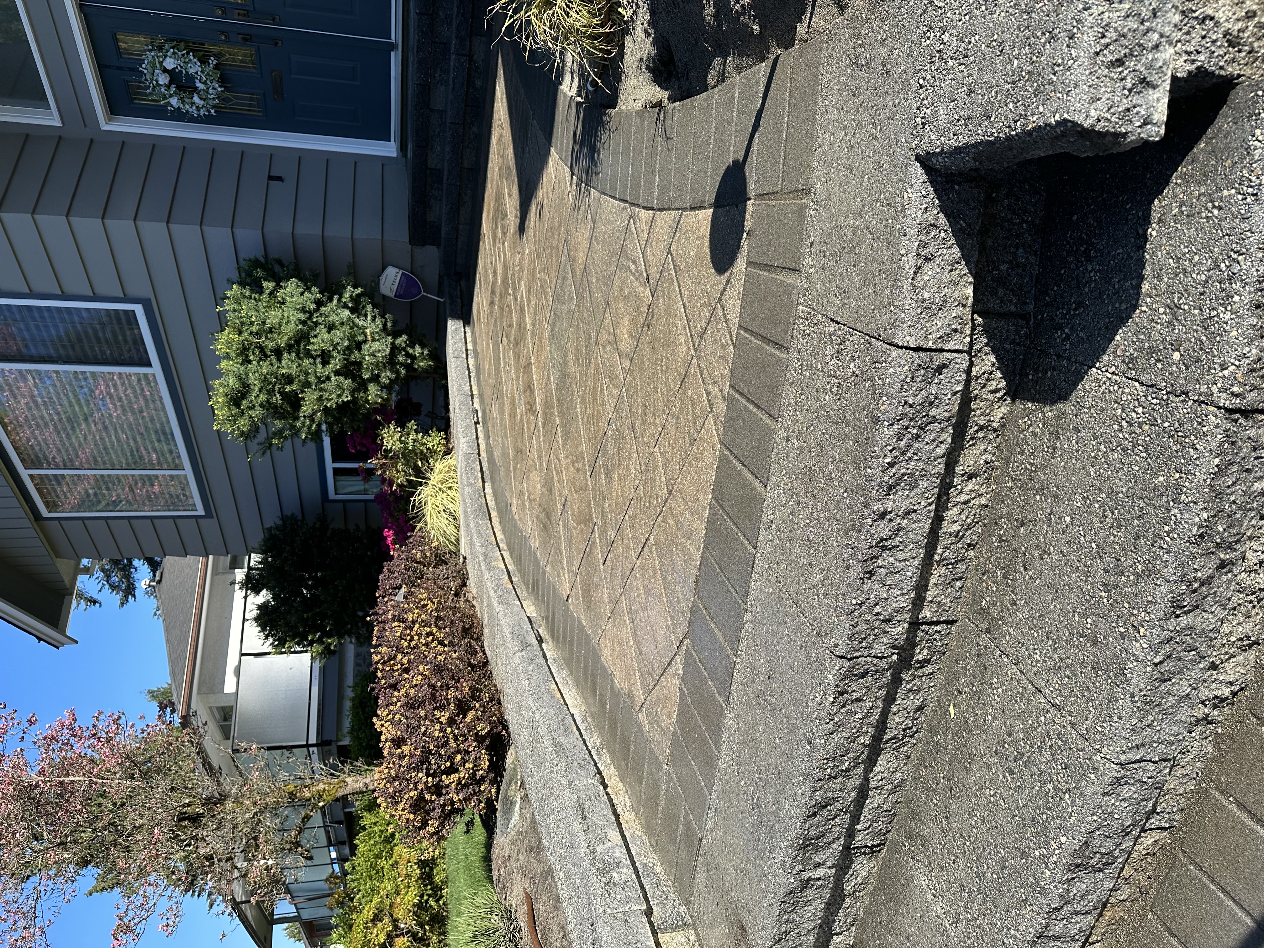 Interlocking pavers in Burke Mountain entry stairs and walkway. 