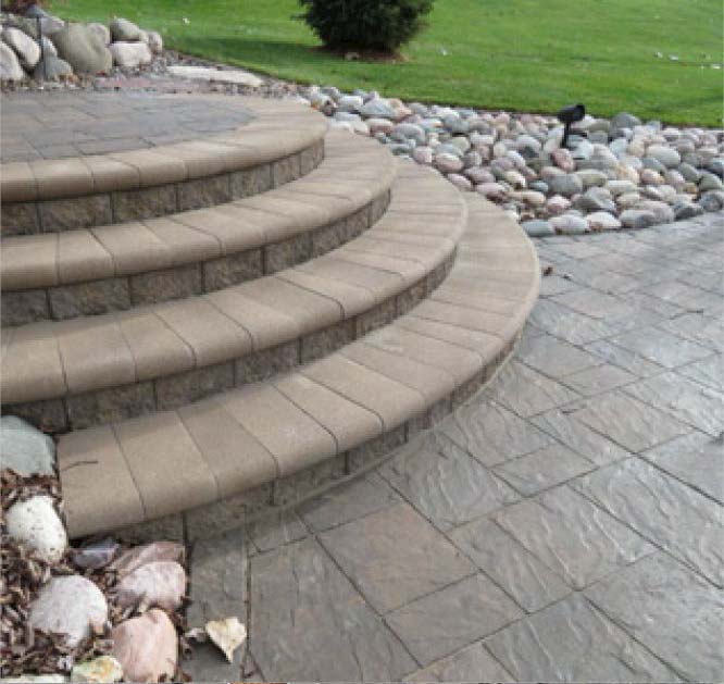 Bullnose stairs and pavers in Coquitlam. Benjamin Landscaping and Projects.  