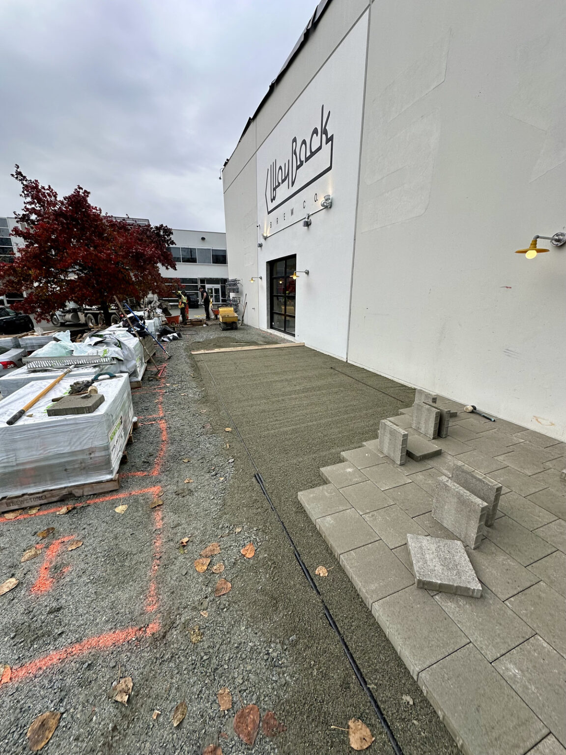 Commercial landscape paver installation in South Surrey by Benjamin Landscaping and Projects.